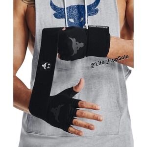M - Under Armour Project Rock Training Gloves Mens Black Leather Weightlifting
